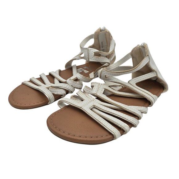 Zoe & Zac White Strapped Flat Sandals With Back Zipper Size 4 - Picture 1 of 8